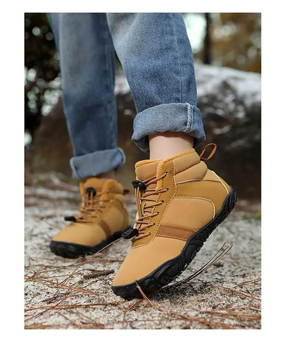 Waterproof Kids Barefoot Snow Boots 2025 New Wide Toe Winter Warm Fur Lined Shoes for Boys Girls Cold Weather Outdoor Sneakers