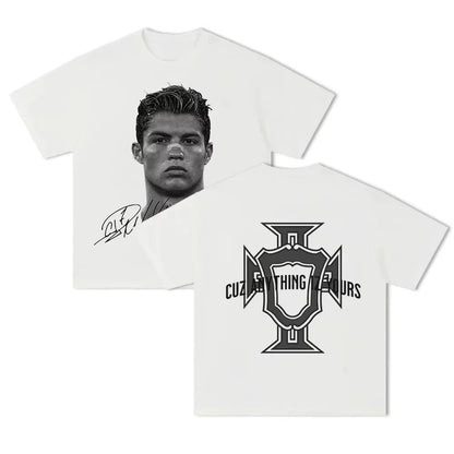 Cristiano Ronaldo Soccer Superstar Super Fashion Print Short Sleeve Cotton T-shirt Men Women Worn American Style