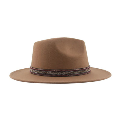Chapéu Feminino Fedora de Feltro Sólido Casual Chapéu de Inverno Feminino Bonés Masculinos Faixa Panamá Preto Cáqui ????? ??????? Sombrero