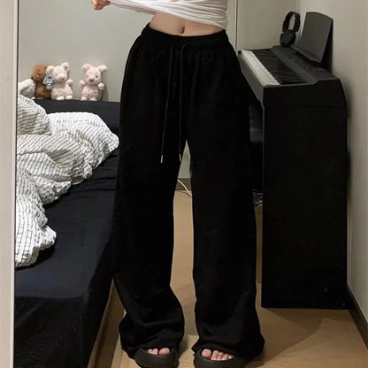 Wide Leg Sweatpants for Women Elastic Waist Casual Sport Pants Woman Streetwear Gray Oversize Sportswear Female