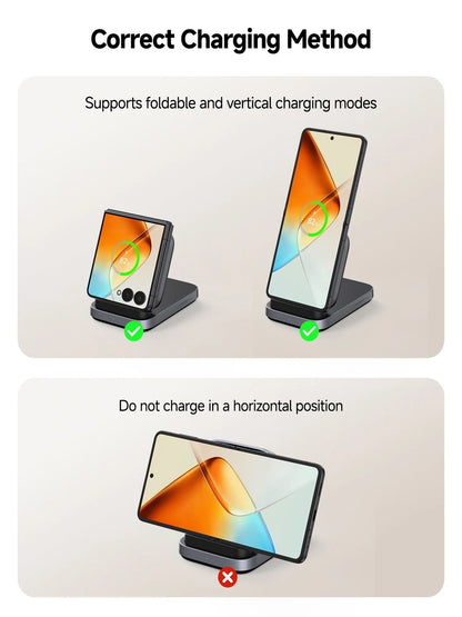 SwanScout 508F 15W Fast Wireless Charger for Samsung Z Flip 7 FE 6 5 Portable Foldable Charger for Motorola Razr 60 Ultra 50 40