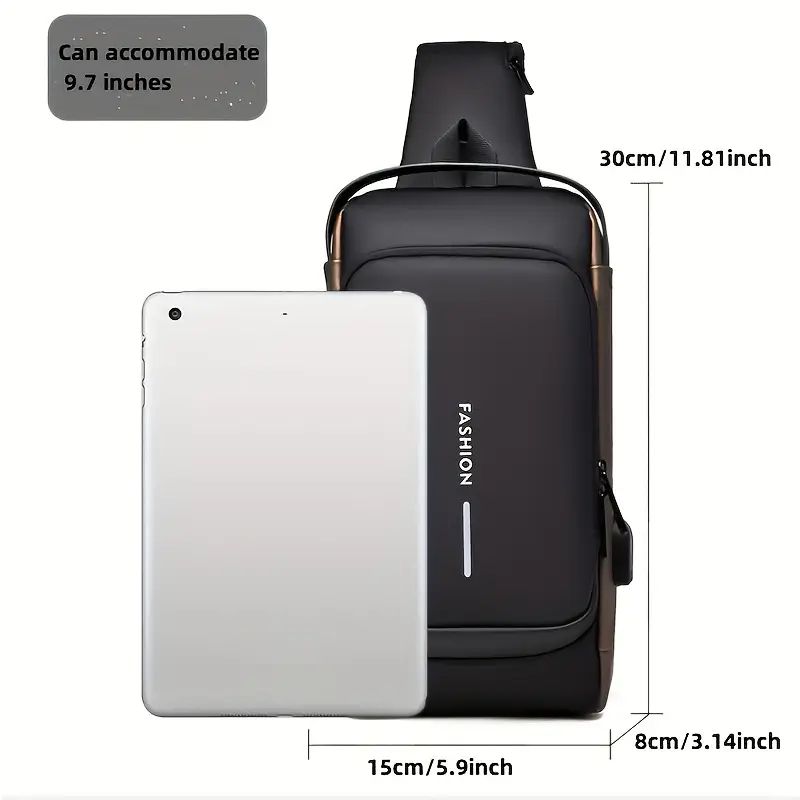 Men'S Anti-Theft Password Lock Chest Bag,Durable Oxford Fabric, Adjustable Shoulder Strap, Crossbody Style with Secure Lock