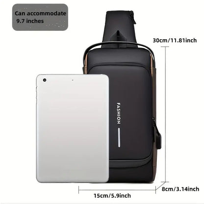 Men'S Anti-Theft Password Lock Chest Bag,Durable Oxford Fabric, Adjustable Shoulder Strap, Crossbody Style with Secure Lock