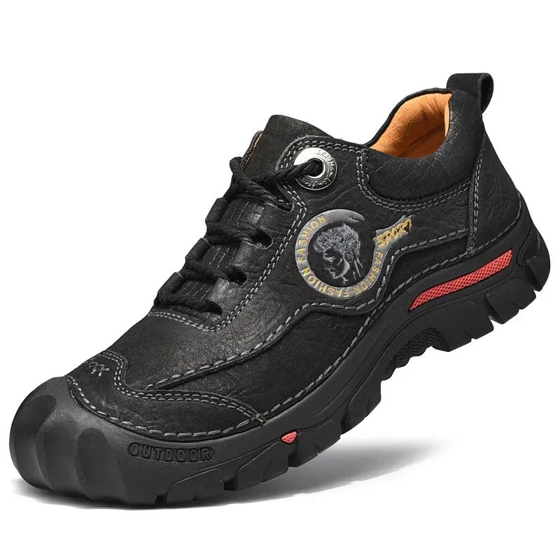 Sapatos Masculinos de Couro Genuíno para Camping, Caminhada, Tênis Esportivo Masculino, Sapatos Casuais de Viagem, Lazer, Caminhada, Escalada