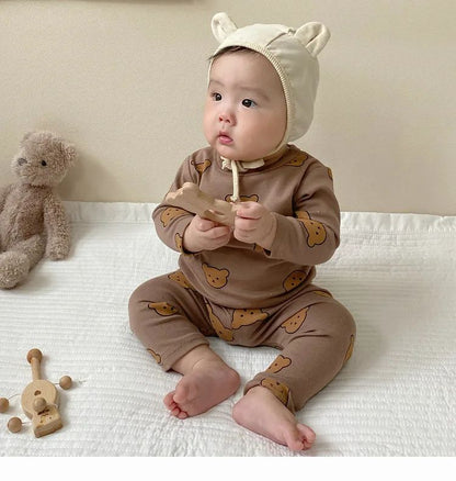 0-3T Baby Cotton Top Pant Suit Newborn Kid Boys Girls Clothes Set Long Sleeve Pj Set Cute Sweet Sleepwear Pajamas Set Outfit