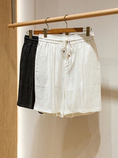 BC Summer Breathable Thin Linen Blended Loose Straight Elastic Waist Casual Shorts