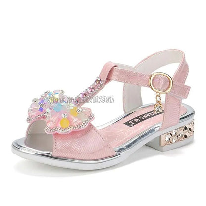 Girls Flat Heel Sandals Kids Girls Spring Summer Little Kids Princess Dress Bow Fashion Teenage Shoes