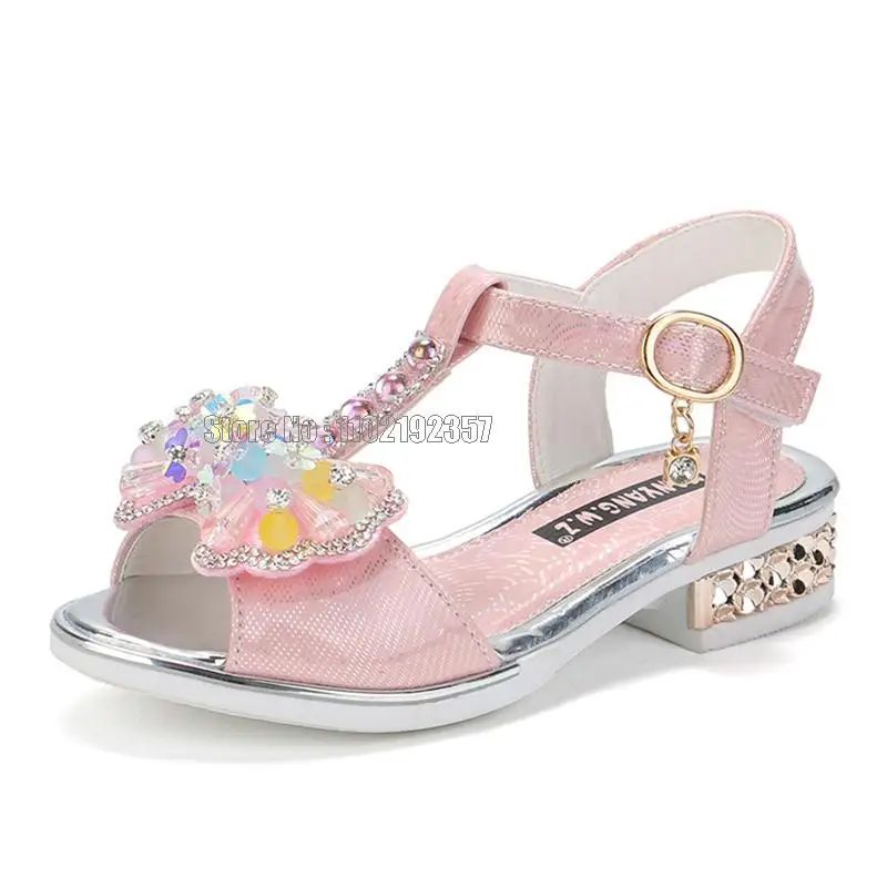 Girls Flat Heel Sandals Kids Girls Spring Summer Little Kids Princess Dress Bow Fashion Teenage Shoes
