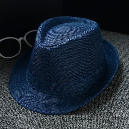 Fashionable Elegant Vintage Unisex Classic Summer Hat with Brim for Men and Women in Black, White, Red, Panama Top Jazz Beach Fe