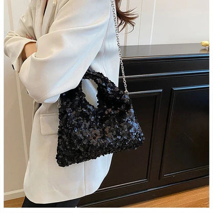 Exquisite Shining Sequins Square Women's Shoulder Bag Popularity Stylish Design Handbags High Quality Solid Sweet Crossbody Bags