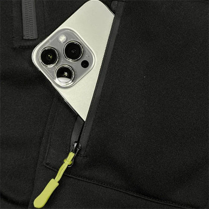 Autumn Long-sleeved Hooded Pullover Men's Zippered Pocket Sweatshirt, Drawstring Sports Men's Casual Hooded Sweatshirt