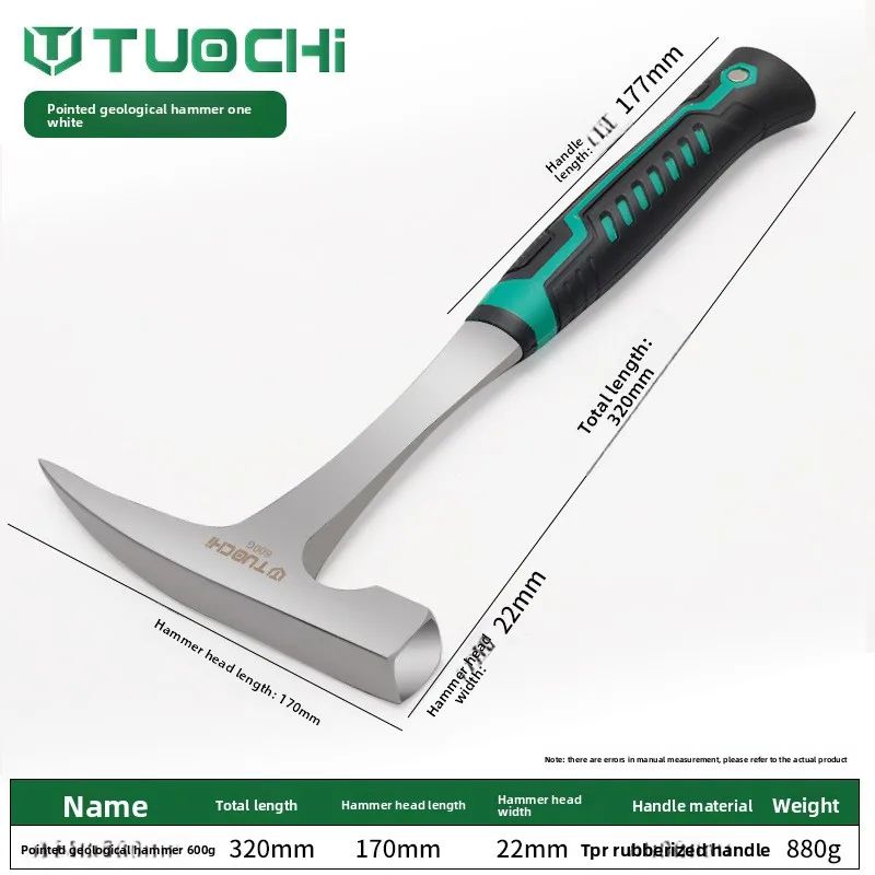Damaly, Martelo Geológico Profissional, Martelo de Exploração, Martelo Integrado Pontiagudo Multifuncional, Martelo para Pedreiras/Mineração,