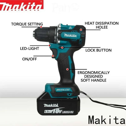 Parafusadeira/Furadeira sem fio Makita DDF487 18V 10mm 410W Potência Máxima Parafusadeira Elétrica Recarregável para Casa/Oficina (Sem Bateria)