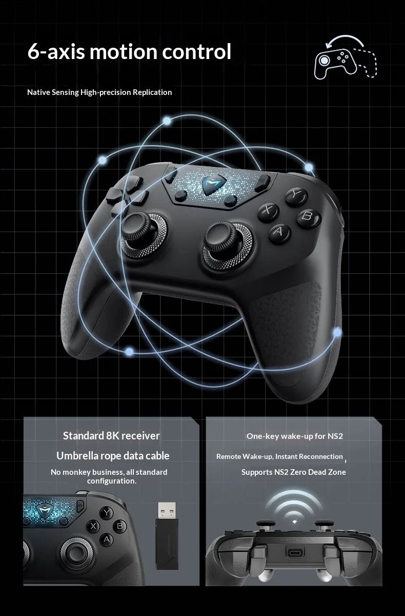 Machenike F1 Wireless Game Controller 3?Mode Dual 8K Hot?Swap Custom Body?Sense Micro Switch for PC Mobile Gaming Desktop Setup