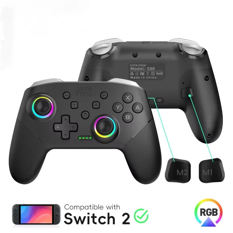 Wireless Pro Gamepad Joystick for Switch 2 / OLED / Lite, Bluetooth Controller with Turbo, Dual Vibration & 1000mAh Battery