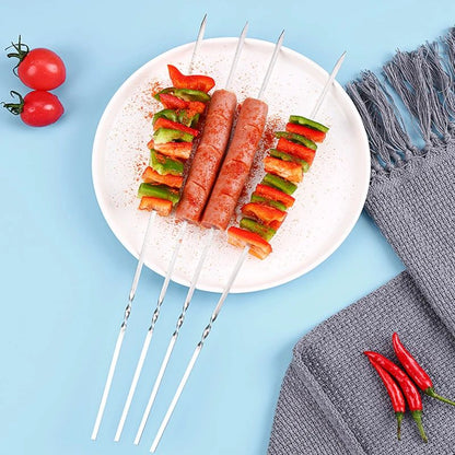 10 / 15Pcs Stainless Steel Barbecue Picks Reusable Barbecue Kebab Pick Cooking Tools For Outdoor Camping Picnic Tools