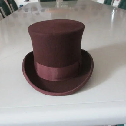 Wool Flat Man Top Hat Fashion Fedora Hats Versatile Panama Magician Cap Gentleman Cylinder Strap Steampunk Unisex Elegant