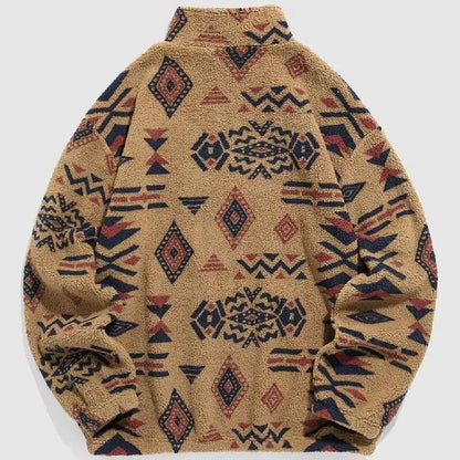 Ms Aztec National Printing Ultra-fine Austrian Fleece Jacket Zipper Lady