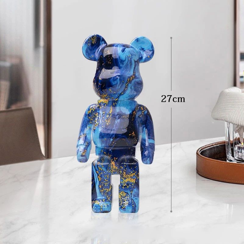 Estátua Urso Graffiti 27cm Bloco Tinta Urso Decoração Enfeites de Resina para Desktop Decoração de Casa Sala de Estar Urso Escultura de Chão Presentes
