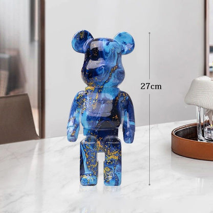 Estátua Urso Graffiti 27cm Bloco Tinta Urso Decoração Enfeites de Resina para Desktop Decoração de Casa Sala de Estar Urso Escultura de Chão Presentes