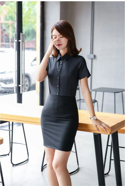 Short-sleeved Solid Color Shirt High-end Business Daily Tops Company Uniforms Can Be Customized With Printed Embroidery 2021 New