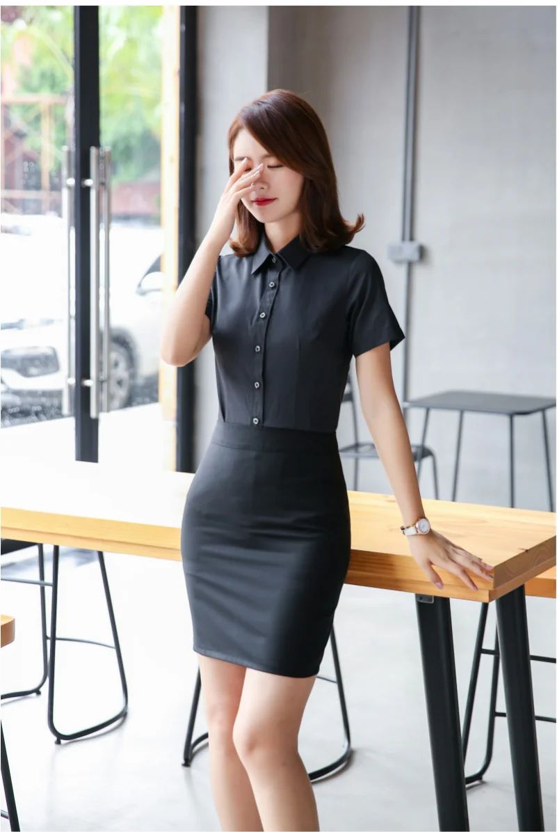 Short-sleeved Solid Color Shirt High-end Business Daily Tops Company Uniforms Can Be Customized With Printed Embroidery 2021 New