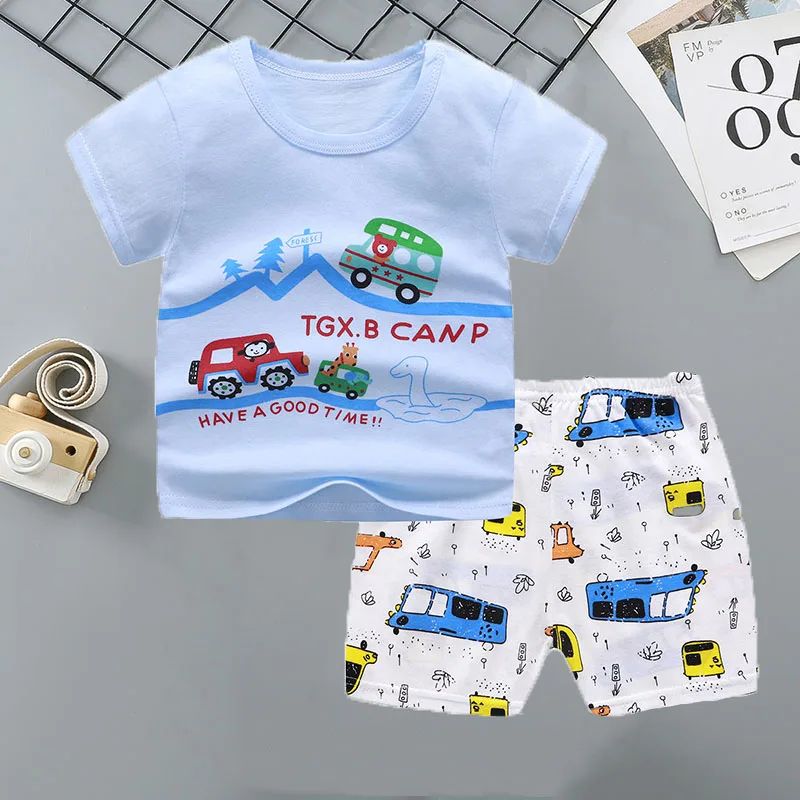 Conjuntos Infantis Mãe e Filhos Roupas Menino Menina Camiseta Shorts 2PÇS Verão Algodão Manga Curta Roupas de Bebê Infantil Terno