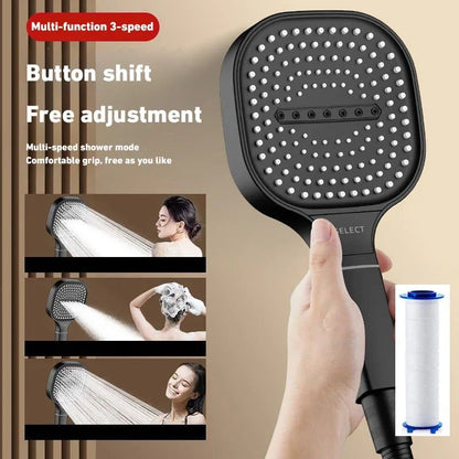 Xiaomi Novo Painel Grande 3 Modos Ajustáveis Chuveiro Doméstico de Alta Pressão com Massagem e Elemento Filtrante Acessórios para Banheiro