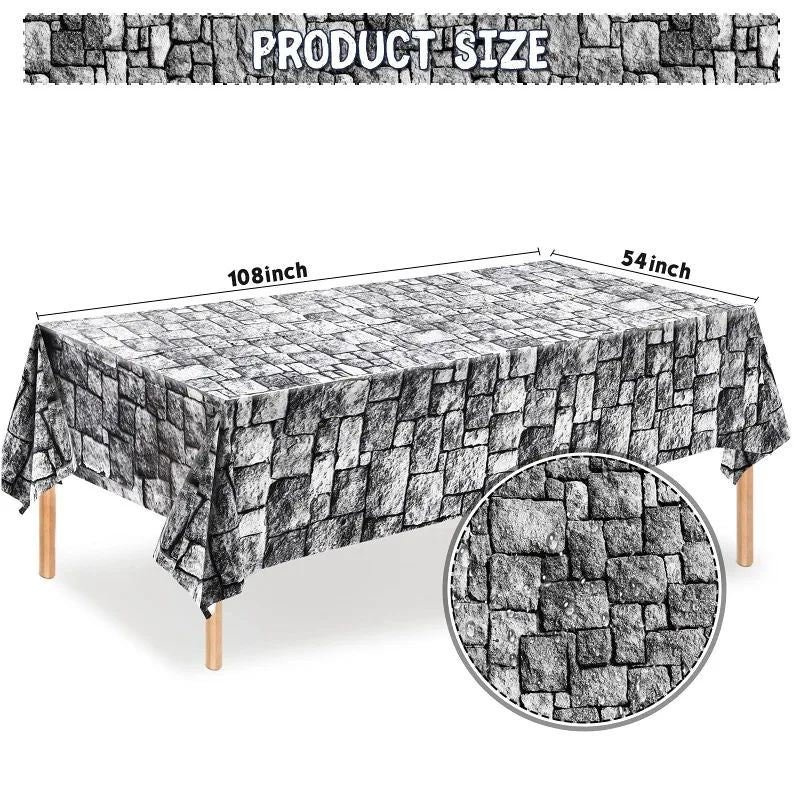 Stone Wall Tablecloths Plastic Brick Stone Tablecloth Medieval Themed Party Decor Castle Brick Wall Table Covers for Halloween