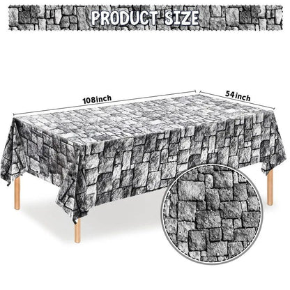 Stone Wall Tablecloths Plastic Brick Stone Tablecloth Medieval Themed Party Decor Castle Brick Wall Table Covers for Halloween