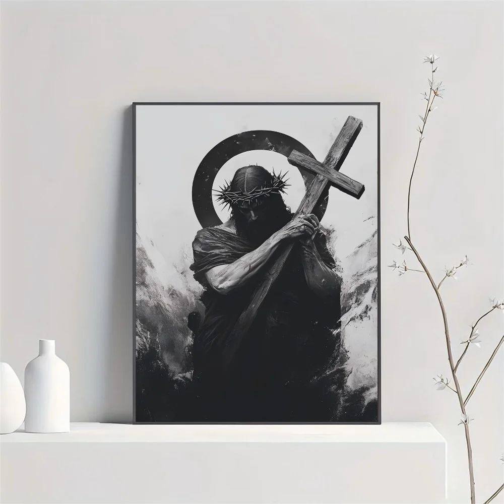 Son of God Jesus Cross Holy Light Wall Art, HD Canvas Print Poster, Suitable for Home, Living Room, Room Decoration Painting