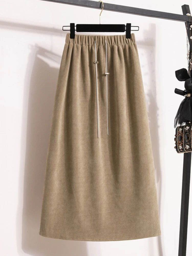 Women's New Style High-Waist Plus Size Skirts Elastic Waist Solid Wrap Buttocks Autumn Winter 2025 Versatile Straight Leg Skirt