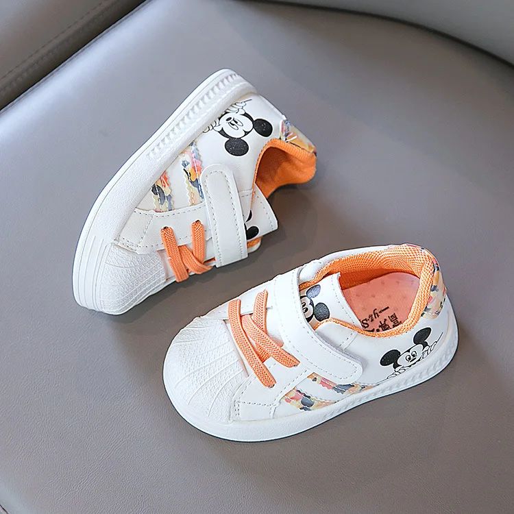 Disney White Casual Shoes For Baby Boy Girl Brand Children Sneaker Mickey Mouse Kids Sports Shoes Toddler Walking Shoes Size 25