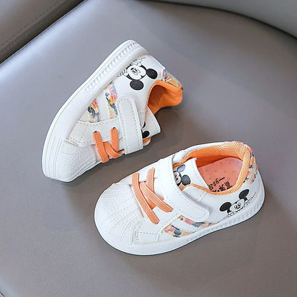 Disney White Casual Shoes For Baby Boy Girl Brand Children Sneaker Mickey Mouse Kids Sports Shoes Toddler Walking Shoes Size 25