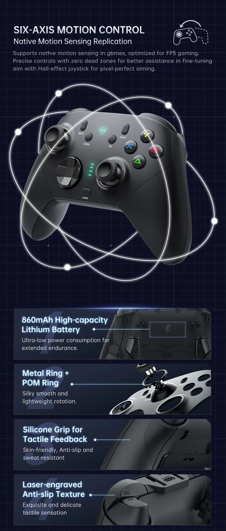 G6 Pro Tri Mode Gamepad Wireless Controller for PC Nintendo Switch 2 Hall Effect Joystick Polling Rate MACHENIKE Game Controller