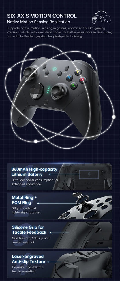 G6 Pro Tri Mode Gamepad Wireless Controller for PC Nintendo Switch 2 Hall Effect Joystick Polling Rate MACHENIKE Game Controller