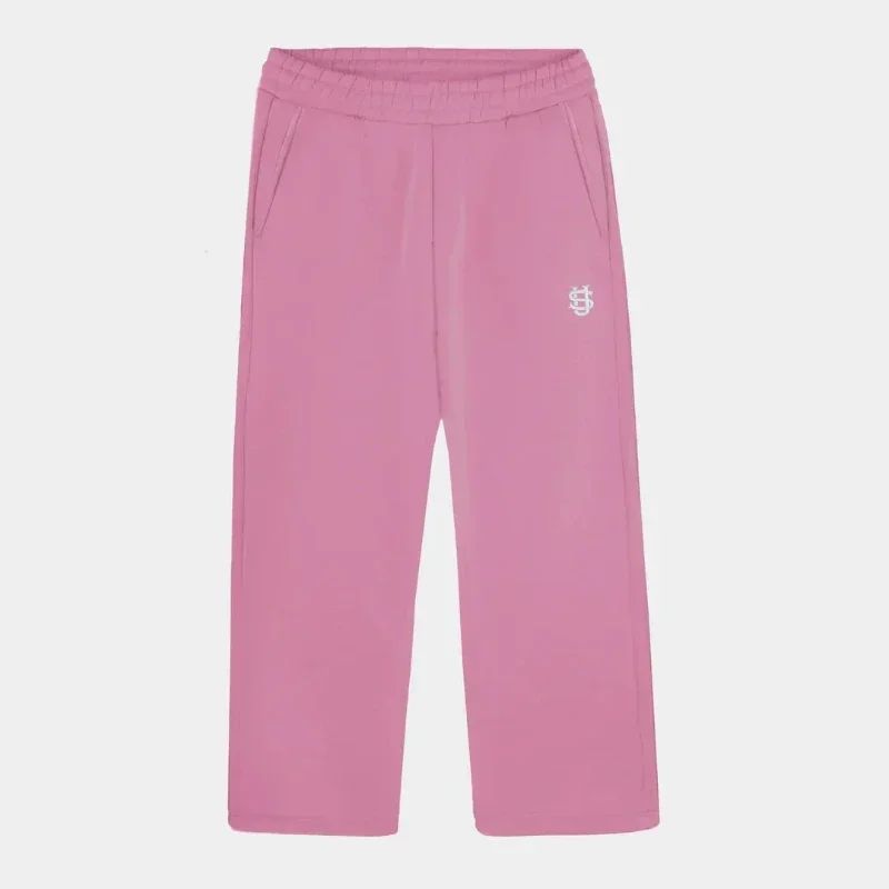 Calça Moletom Bordada Su Jogger Hip Hop Rosa Casual Cintura Elástica Masculina Americana Marinho Y2K Moeda Berlim Street Estilo Anos 2000