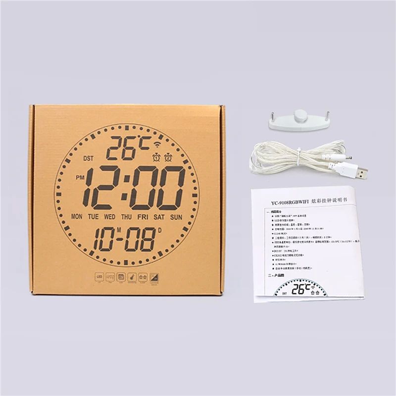 RGB LED Digital Wall Clocks Intelligent Wifi App Control Temperature Date Week Display Multi-functional Electronic Alarm Clock