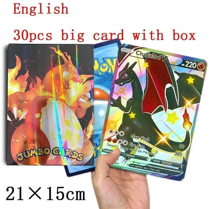 Pokemon 21*15cm Cartas Grandes Arco-Íris Pacote Vstar Letras Gigantes Jumbo Espanhol Alemão Francês Vmax GX Arceus Charizard Carta Rara