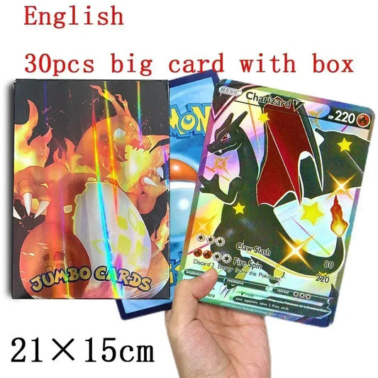Pokemon 21*15cm Big Rainbow Cards Vstar Pack Oversized Jumbo Letters Spanish German French Vmax GX Arceus Charizard Rare Card
