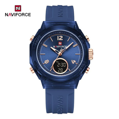 NAVIFORCE Top Brand Women's Watch Outdoor Sports Waterproof Watches Dual Time Display Quartz Wristwatches Rubber Digital Clock