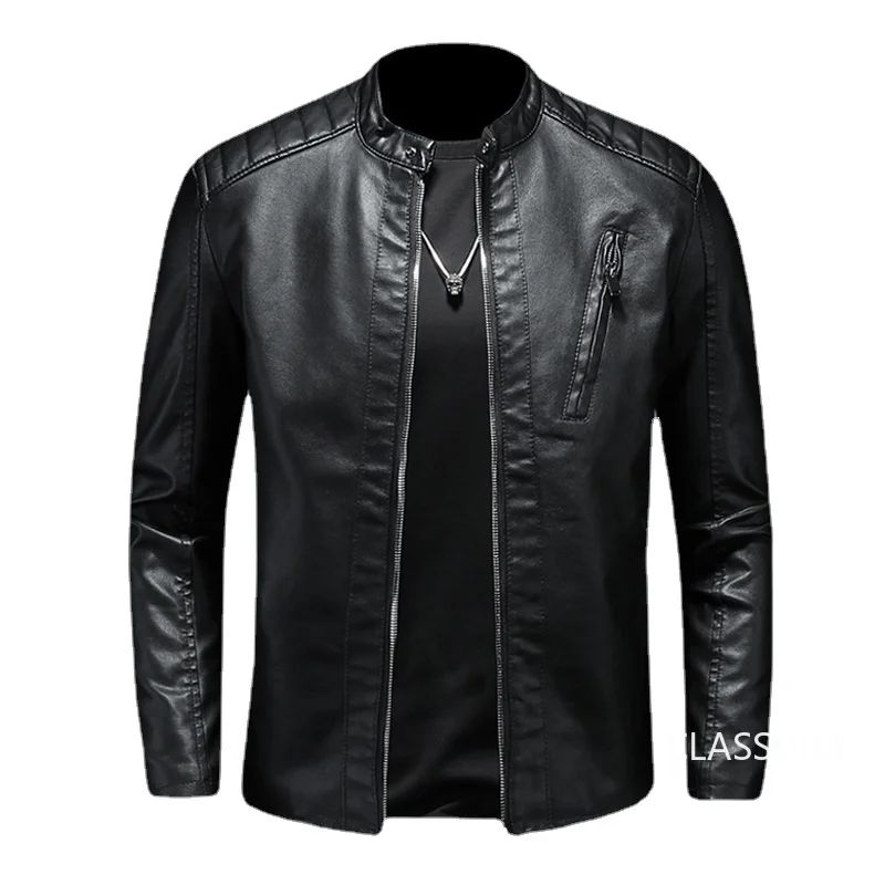 Men White Locomotive Leather Jackets Moto Biker Pu Leather Coats High Quality Male Spring Autumn Slim Leather Jackets Size 5XL