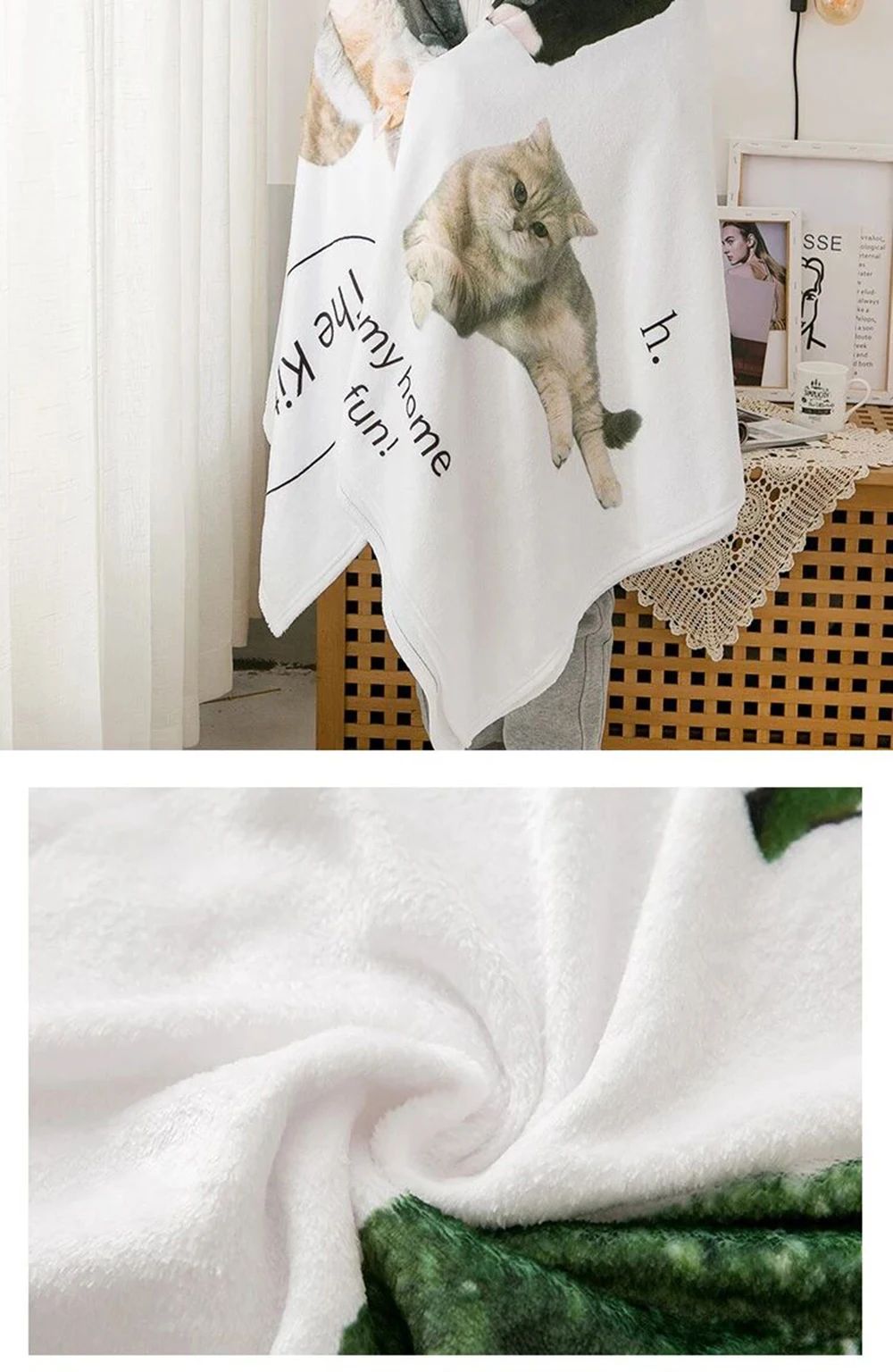 Manta Kawaii Hellos Cat para Joelhos, para Sala de Estar, Decorativa para Cama, Decoração de Quarto, Colcha para Casa, Manta para Sofá, Inverno