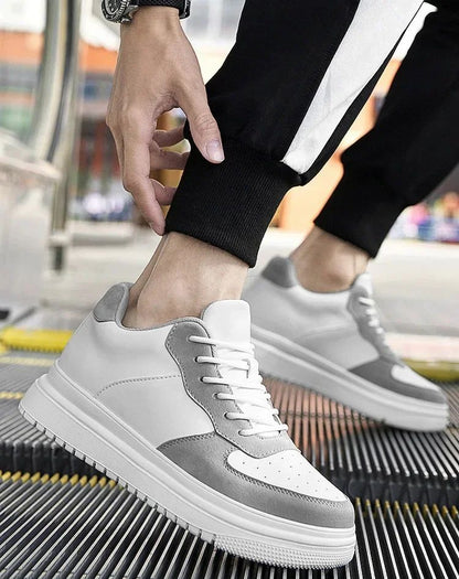 PDEP Tênis Masculino Aumento de Altura 10cm Invisível Elevador Branco Couro Esportivo Zapatillas De Hombre Tamanho Grande 46