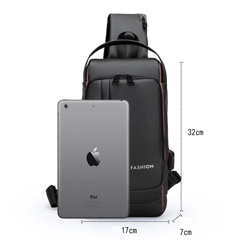 Large Capacity Multifunction Shoulder Crossbody Bag Messenger Chest Sling Travel Pack for Male Men Usb Waterproof Sports Running