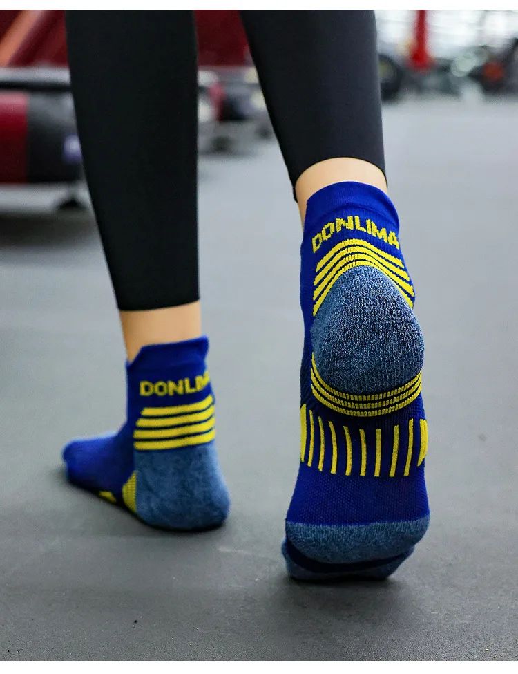 3 Pares Meias de Corrida de Maratona Masculinas Femininas Profissionais Esportivas Tornozelo Fitness Tubo Acolchoado Engrossado Baixo Cano Curto Barco Meias