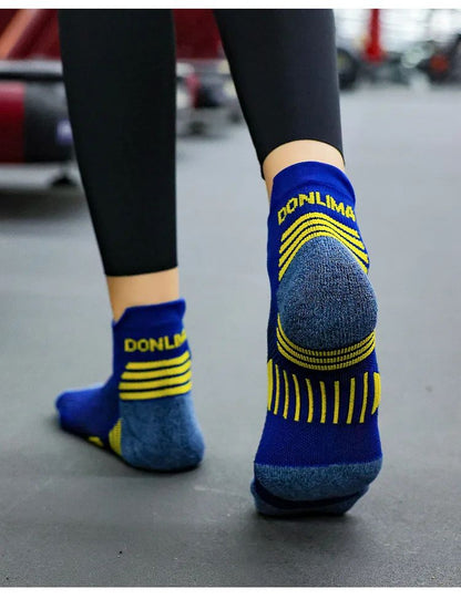 3 Pares Meias de Corrida de Maratona Masculinas Femininas Profissionais Esportivas Tornozelo Fitness Tubo Acolchoado Engrossado Baixo Cano Curto Barco Meias