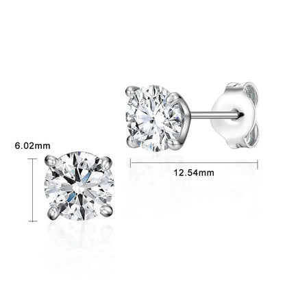 ALLNOEL Crystal 5A Zircon 925 Sterling Silver Square Round Stud Earrings for Women Men Piercing Ear Stud Hypoallergenic 5mm 6mm