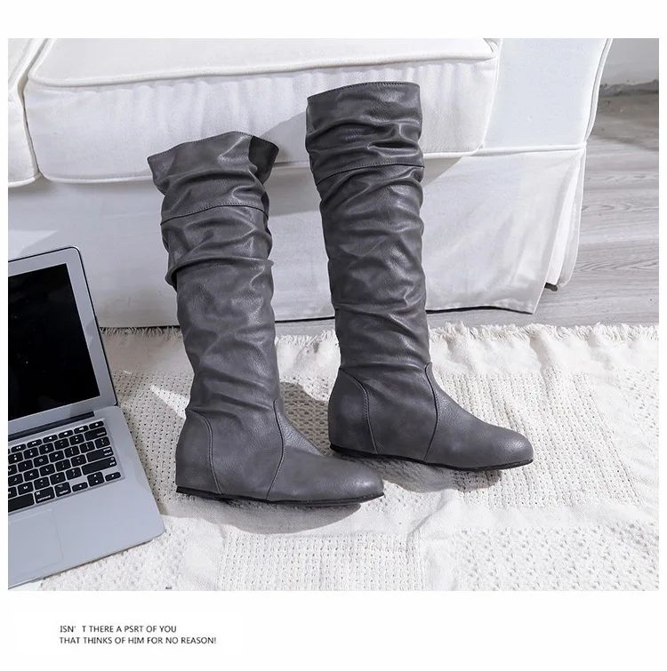 Flat Shoes Spring Autumn Women High Boots Long Western Cowboy Boots Women Footwear Large size 35-43 2024 Mid-Calf Boots Women