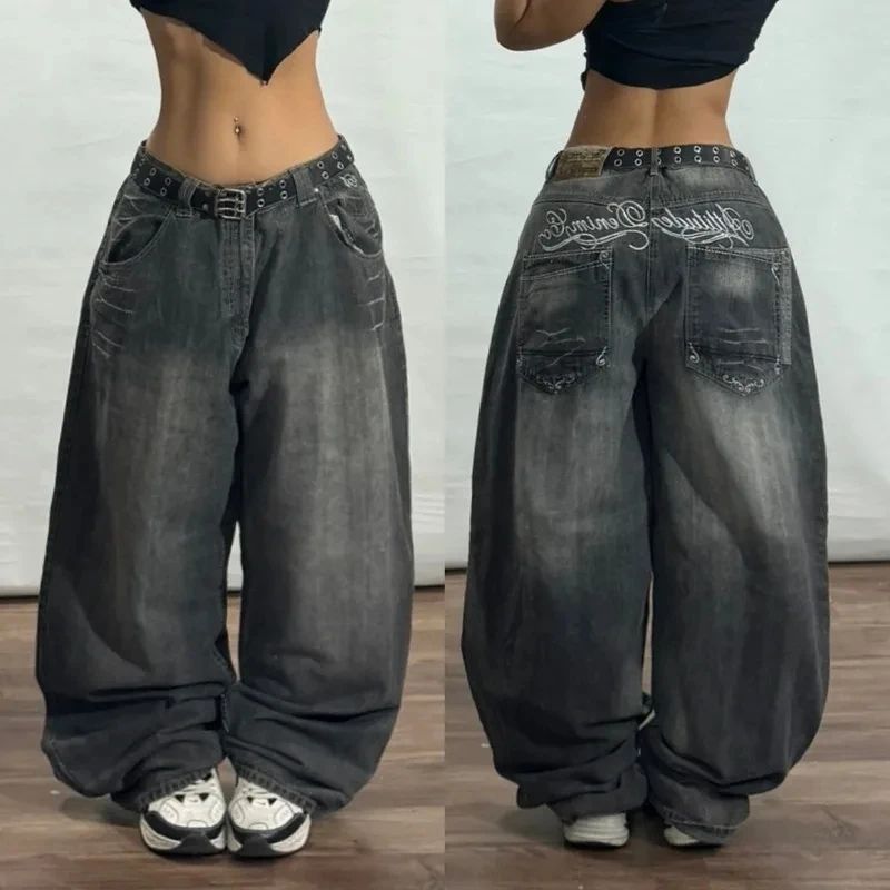 Y2K American New Fashion Tiger Print Loose Jeans Women High Street Harajuku Wind Trend Casual Joker High Waist Wide Leg Pants